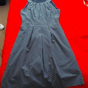 Nine west navy blue and white dotted dress